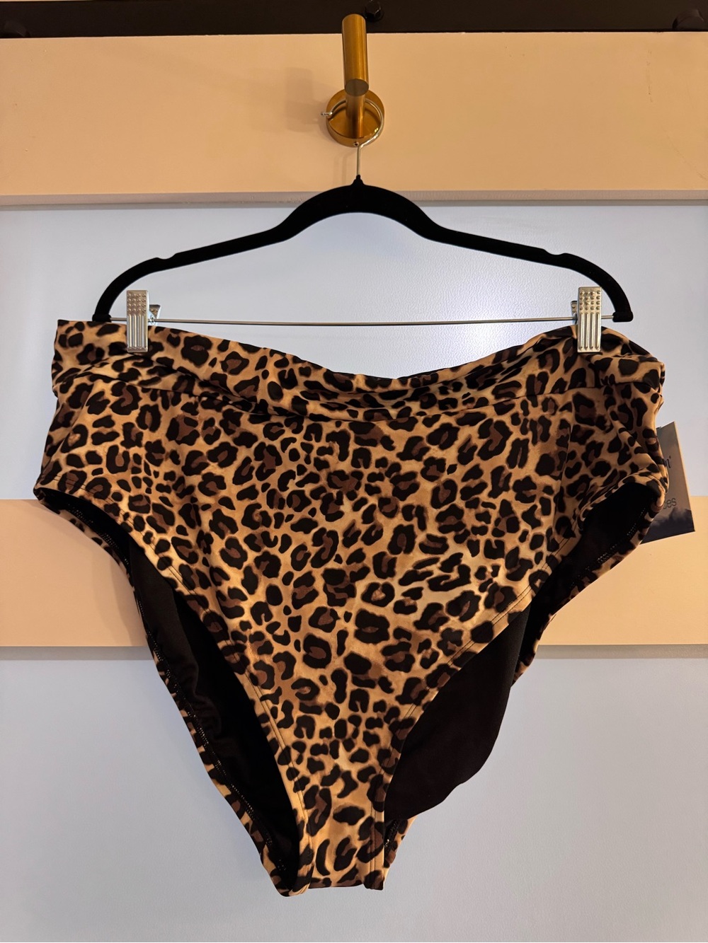 Maurices Leopard Print High-Waist Bikini Bottoms - Tan, Black